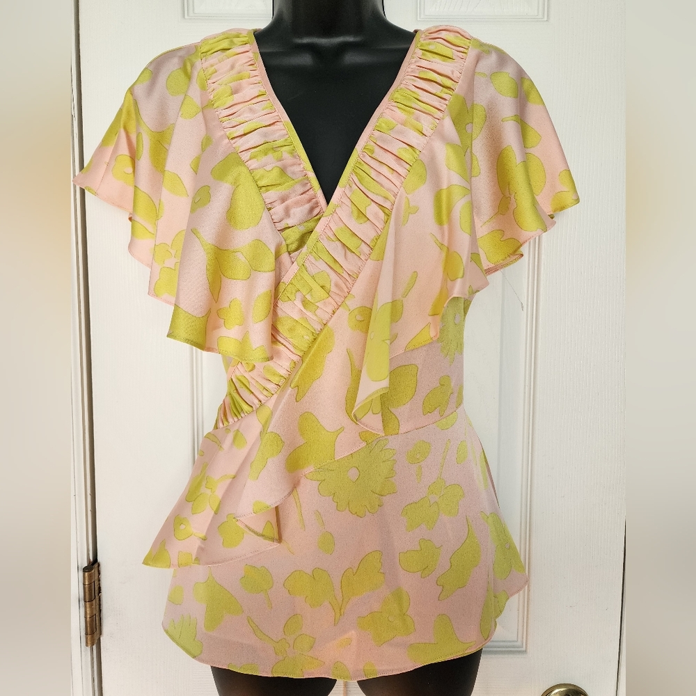 Kate Spade floral pink/ green blouse